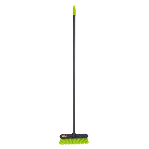 Royalford Floor Broom with a Long Handle- RF11183| Large and Wide Broom Head| Compatible with All Floor Types| Ideal for Sweeping and Cleaning Room, Bathroom, Kitchen| Premium-Quality, Highly Durable, Light-Weight and Elegant Design| Green and Grey