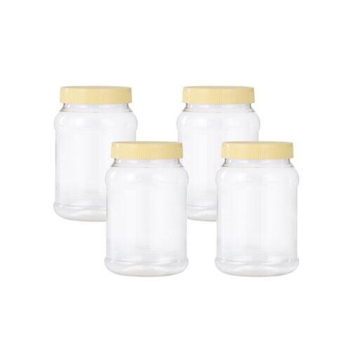 Royalford Round Airtight PET Jar, RF11225, 1000ml | Set of 4 | Transparent Jar for Pulses, Cereals and Spices| For Kitchen Organization| PET Canister| Kitchen Accessories| Leak-Proof Lid| Clear| Premium Quality - Image 3