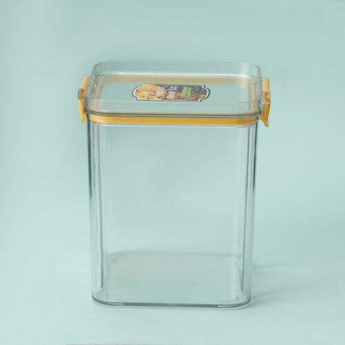Royalford 700 ML Square Airtight Container With A Lid-RF11258| Plastic Container With A Silicone Sealing Ring Fitted Lid| Transparent, Leak-Proof And Durable Design| Perfect As A Tiffin Box, Storage Container, Etc| Yellow - Image 4