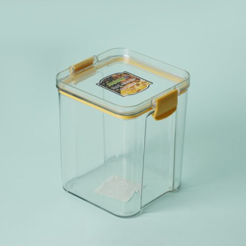 Royalford 700 ML Square Airtight Container With A Lid-RF11258| Plastic Container With A Silicone Sealing Ring Fitted Lid| Transparent, Leak-Proof And Durable Design| Perfect As A Tiffin Box, Storage Container, Etc| Yellow - Image 5