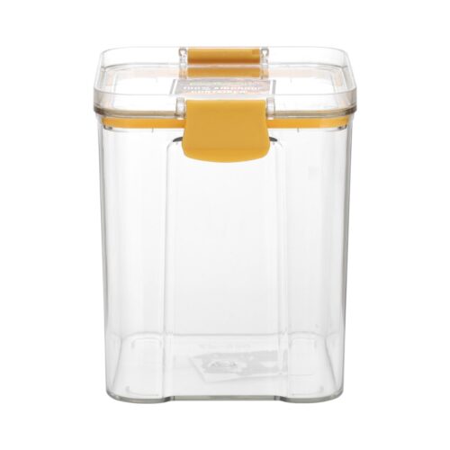Royalford 700 ML Square Airtight Container With A Lid-RF11258| Plastic Container With A Silicone Sealing Ring Fitted Lid| Transparent, Leak-Proof And Durable Design| Perfect As A Tiffin Box, Storage Container, Etc| Yellow