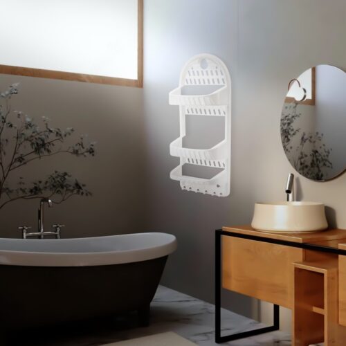 Royalford 3 Layer Hanging Bathroom Organizer- RF11301| Multi-Purpose Plastic Organizer with Suction Cups and Screw Holes, Perfect for Bathroom| Ideal Organizer for Toiletries, Dcor| Strong and Durable Construction| White - Image 3