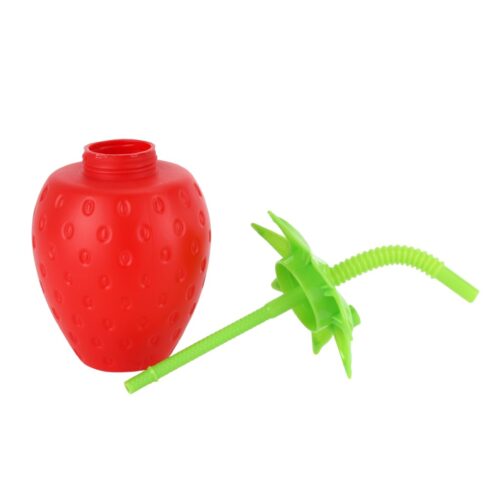 Royalford 750 ML Water Bottle with Straw- RF11359| High-Quality Plastic Bottle with Straw for Kids and Toddlers| 100% Food-Grade, Non-Toxic, Odorless with Durable and Leak-Proof PE Polymer Construction| Light-Weight and Attractive Design| Red, Strawberry-Shaped - Image 2