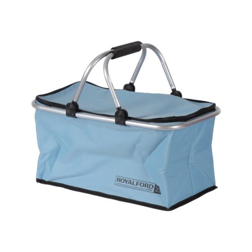 Royalford 30L Insulated Picnic And Grocery Basket- RF11375| Multi-Purpose Utility Basket With Aluminum Handle And Lid| Break-Resistant, Light-Weight, Durable, Portable And Stylish Construction| Large Space Perfect For Storing Things| Blue - Image 3