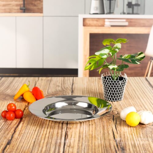 Royalford 22 CM Soup Plate- RF11528| Premium-Quality Stainless steel, Light-Weight and Food-Grade Plate with Stylish Mirror Finish Body| Perfect for Serving Soup and Other Food| Silver - Image 3