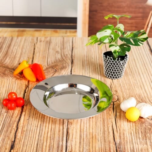 Royalford 22 CM Soup Plate- RF11528| Premium-Quality Stainless steel, Light-Weight and Food-Grade Plate with Stylish Mirror Finish Body| Perfect for Serving Soup and Other Food| Silver - Image 4