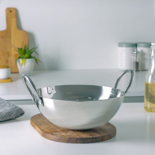 Royalford 24 CM Heavy Deep Round Kadai- RF11560| Perfect for Sauting, Frying, Stir Frying, Etc| Equipped with Strong and Sturdy Riveted Handles, Kitchen Use, Versatile And Strong Stainless Steel Construction| Silver - Image 4