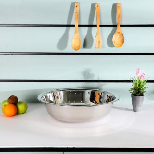Royalford 40 CM Round Stainless Steel Basin- RF11615| Multi-Purpose Utility Basin with Mirror-Finish Design| Break-Resistant, Light-Weight, Durable and Stylish Construction| Large Space Perfect for Storage| Silver - Image 2