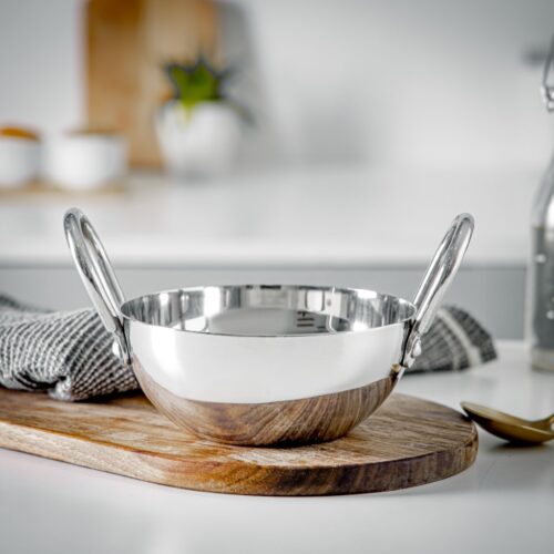 Royalford 16 CM Baby Kadai- RF11629| Perfect for Sauting, Frying, Stir Frying, Etc| Equipped with Strong and Sturdy Riveted Handles, Kitchen Use, Versatile And Strong Stainless Steel Construction| Silver - Image 5