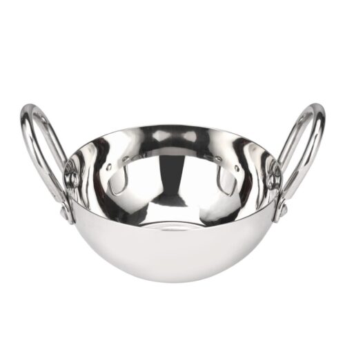 Royalford 16 CM Baby Kadai- RF11629| Perfect for Sauting, Frying, Stir Frying, Etc| Equipped with Strong and Sturdy Riveted Handles, Kitchen Use, Versatile And Strong Stainless Steel Construction| Silver - Image 2