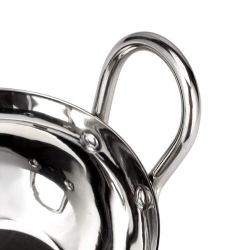 Royalford 16 CM Baby Kadai- RF11629| Perfect for Sauting, Frying, Stir Frying, Etc| Equipped with Strong and Sturdy Riveted Handles, Kitchen Use, Versatile And Strong Stainless Steel Construction| Silver - Image 3