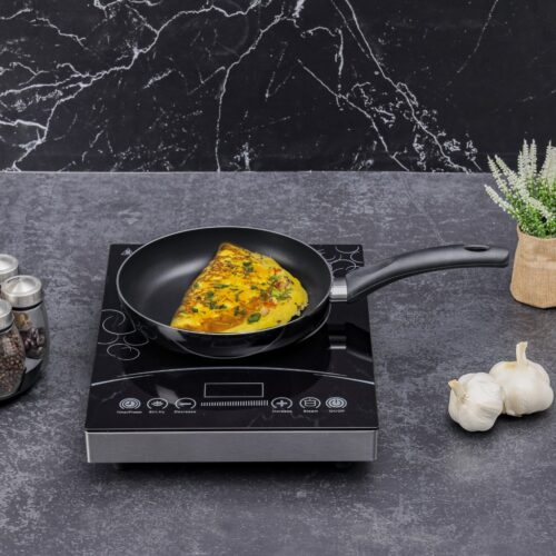 Royalford 22 CM Aluminum Fry Pan- RF11665| Strong Aluminum Body With Non-Stick Coating And Bakelite Handle| Heat Resistant Exterior, Compatible With Hot Plate, Halogen, Ceramic And Gas Stovetops| Perfect For Frying, Sauting, Tempering| Black - Image 5