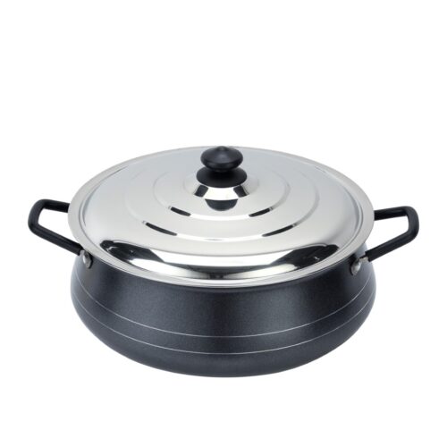 Royalford 33.5 CM Handi Casserole With Lid- RF11702| Durable Casserole with Non-Stick Interior, Strong and Sturdy Aluminum Construction with Stainless Steel Lid| Perfect for Cooking Rice, Curry, Gravies, etc| Compatible with Hot Plate, Halogen, Ceramic and Gas| Black - Image 3