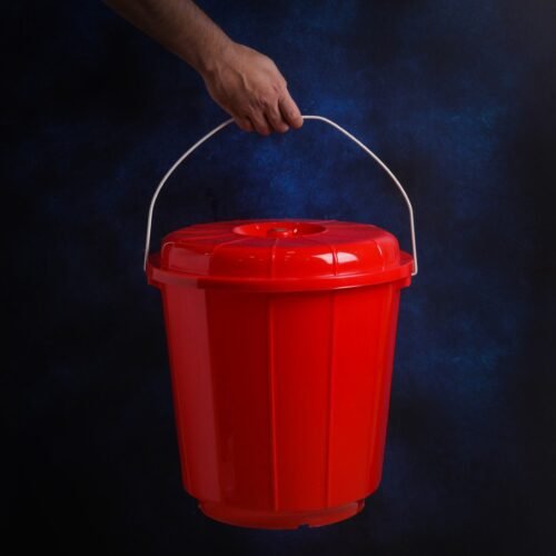 Royalford 25 L Plastic Bucket with Lid- RF11716| Multi-Purpose Utility Bucket with a Lid and steel Handle| Break-Resistant, Light-Weight, Durable and Stylish Construction| Perfect for bathroom, kitchen| Red - Image 6