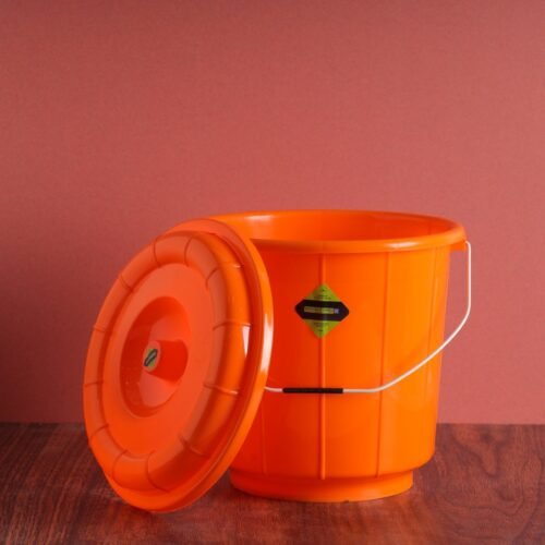 Royalford 13 L Plastic Bucket with Lid- RF11718| Multi-Purpose Utility Bucket with a Lid and steel Handle| Break-Resistant, Light-Weight, Durable and Stylish Construction| Perfect for bathroom, kitchen| Orange - Image 4