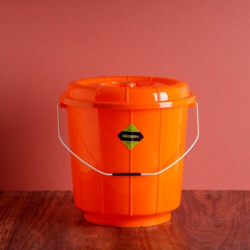 Royalford 13 L Plastic Bucket with Lid- RF11718| Multi-Purpose Utility Bucket with a Lid and steel Handle| Break-Resistant, Light-Weight, Durable and Stylish Construction| Perfect for bathroom, kitchen| Orange - Image 5
