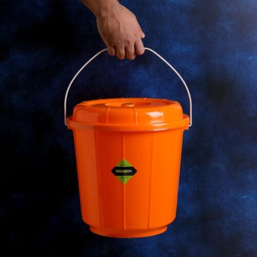 Royalford 13 L Plastic Bucket with Lid- RF11718| Multi-Purpose Utility Bucket with a Lid and steel Handle| Break-Resistant, Light-Weight, Durable and Stylish Construction| Perfect for bathroom, kitchen| Orange - Image 6
