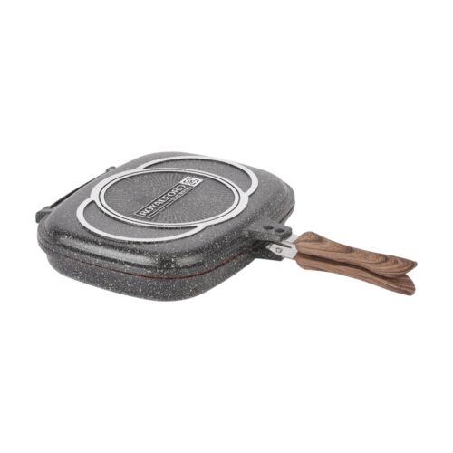 Royalford Granoware 12-Piece Cookware Set- RF11737| Die Cast Aluminum with Granite Coated Body| Induction Base, Wooden Finish Bakelite Handles and Tempered Glass Lid| Includes Casseroles, Grill pan, and Fry Pan| Blue - Image 3