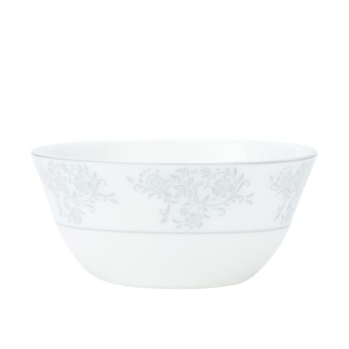 Royalford Velvett Collection 4″ Area Grey Salad bowl- RF11749| Premium-Quality Opalware, Light-Weight and Food-Grade Bowl with Elegant Floral Design| Perfect for Serving Salads, Soup, Snacks, Dips| Dishwasher-Safe and Freezer-Safe| White and Grey - Image 3