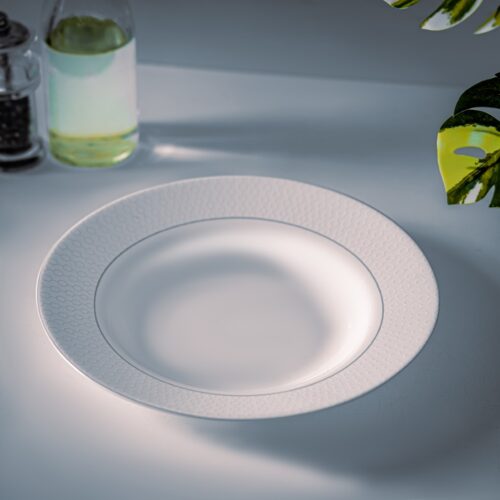 Royalford Velvett Collection 9″ Stella White Soup Plate- RF11754| Premium-Quality Opalware, Light-Weight and Food-Grade Plate with Elegant Hexagonal Design| Perfect for Serving Soup| Dishwasher-Safe and Freezer-Safe| White - Image 4