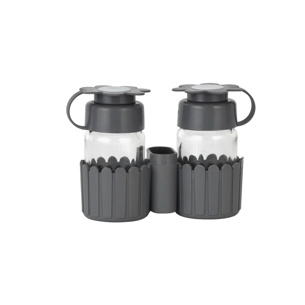 RF11772-1jpg Royalford Salt and Pepper Shaker with Toothpick Holder- RF11772 | 65 ML Capacity, Shakers with Transparent Plastic Body| Food-Grade and Safe to Use| Ideal for Use at Home and Restaurants| Black - Image 1