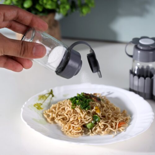 Royalford Salt and Pepper Shaker with Toothpick Holder- RF11772 | 65 ML Capacity, Shakers with Transparent Plastic Body| Food-Grade and Safe to Use| Ideal for Use at Home and Restaurants| Black - Image 4