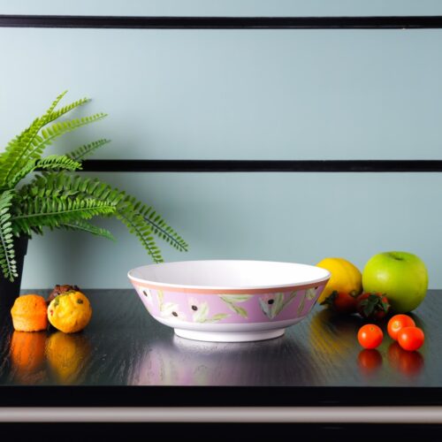 Royalford 8″ Melamineware Soup Bowl- RF11788| Lightweight Bowl with Elegant Floral Detailing| Non-Toxic and Hygienic, Food-Grade Material| Dishwasher Safe Serveware, Chip-Resistant Dinnerware| White and Pink - Image 4