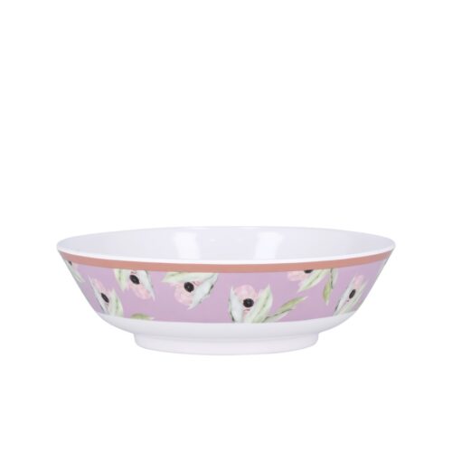 Royalford 8″ Melamineware Soup Bowl- RF11788| Lightweight Bowl with Elegant Floral Detailing| Non-Toxic and Hygienic, Food-Grade Material| Dishwasher Safe Serveware, Chip-Resistant Dinnerware| White and Pink