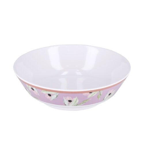 Royalford 8″ Melamineware Soup Bowl- RF11788| Lightweight Bowl with Elegant Floral Detailing| Non-Toxic and Hygienic, Food-Grade Material| Dishwasher Safe Serveware, Chip-Resistant Dinnerware| White and Pink - Image 2