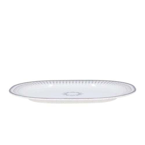 Royalford 14″ Melamineware Serving Plate- RF11815| High-Quality Food Safe Melamineware with Elegant Grey Design, Rectangular-Shaped| Perfect for Serving Rice, Noodles, Pasta, Salad| Lightweight and Premium-Quality Dinnerware| Dishwasher-Safe and Chip-Resistant| White and Grey - Image 2