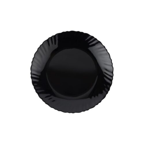 Royalford 7.5″ Opalware Flat Plate- RF11902/ Black-Wave Series, Elegant Color/ Perfect for Entrees, Pasta, Salads, Desserts, Sandwiches, Steaks, Main Course Meals/ Lightweight Flatware, Serveware, Dishwasher-Safe and Microwave Safe / Black
