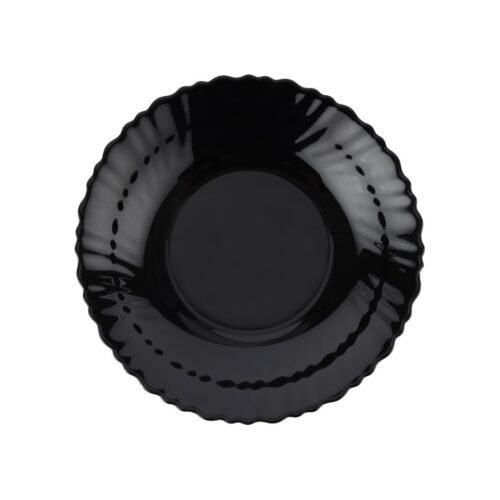 Royalford 8.5″ Opalware Soup Plate- RF11904/ Black-Wave Series, Elegant Color/ Perfect for Serving and Eating Soups / Lightweight, Serveware, Dishwasher-Safe and Microwave Safe/ Black