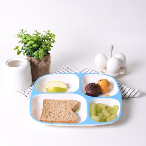 Royalford Baby Plate- RF11931| With 4 Compartments, High-Quality Melamine Plate for Baby and Toddlers| 100% Food-Grade, Non-Toxic, Odorless with Durable| Light-Weight and Attractive Design| Blue - Image 4
