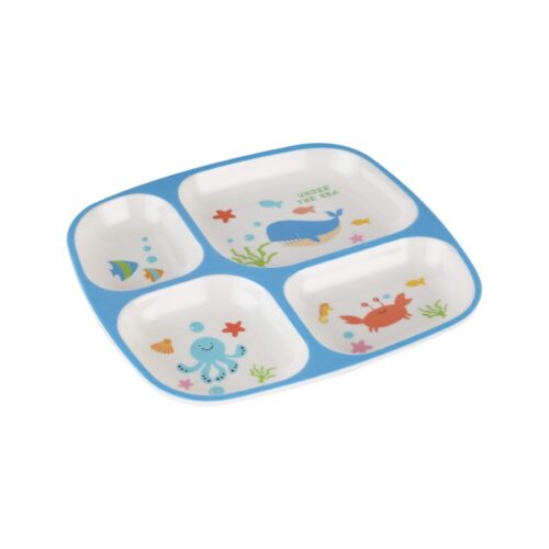 Royalford Baby Plate- RF11931| With 4 Compartments, High-Quality Melamine Plate for Baby and Toddlers| 100% Food-Grade, Non-Toxic, Odorless with Durable| Light-Weight and Attractive Design| Blue - Image 2