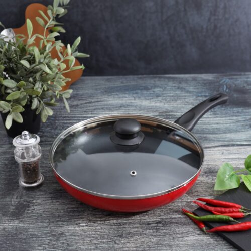 Royalford 24 CM Aluminum Fry Pan- RF11976| With Tempered Glass Lid, Strong Aluminum Body With Non-Stick Coating And Bakelite Handle| Compatible With Hot Plate, Halogen, Ceramic And Gas Stovetops| Perfect For Frying, Sauting, Tempering| Black - Image 3