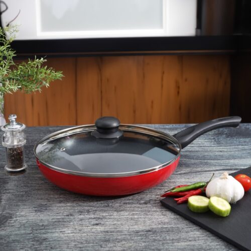 Royalford 24 CM Aluminum Fry Pan- RF11976| With Tempered Glass Lid, Strong Aluminum Body With Non-Stick Coating And Bakelite Handle| Compatible With Hot Plate, Halogen, Ceramic And Gas Stovetops| Perfect For Frying, Sauting, Tempering| Black - Image 5