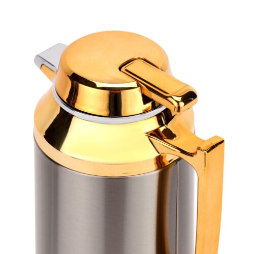 Royalford 1.3 L (44.0 oz) Vacuum Flask- RF12123| With Pink Glass Inner and Stainless Steel Outer Body| Keeps Your Drinks Hot or Cold, Asbestos-Free and Hygienic| Leak-Proof and Portable Design| Suitable for Indoor and Outdoor Use| Silver and Golden - Image 2