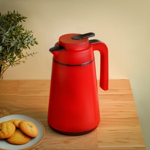 Royalford 1.0 L (33.5 oz) Vacuum Flask- RF12168/ with Pink Glass Inner and PP Outer Body/ Keeps Your Drinks Hot or Cold, Asbestos-Free and Hygienic/ Leak-Proof and Portable Design/ Suitable for Indoor and Outdoor Use/ Red - Image 5