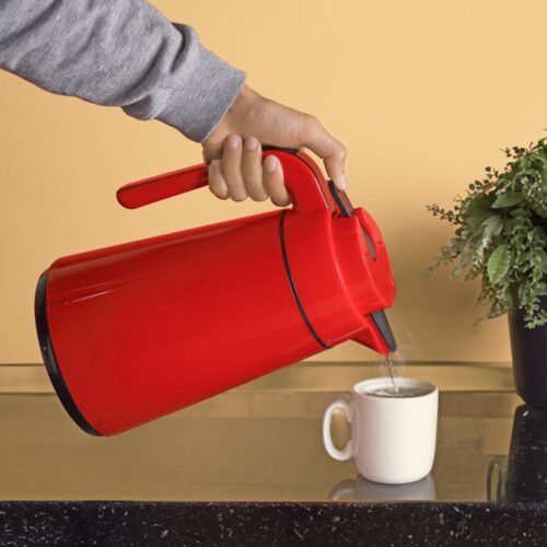 Royalford 1.0 L (33.5 oz) Vacuum Flask- RF12168/ with Pink Glass Inner and PP Outer Body/ Keeps Your Drinks Hot or Cold, Asbestos-Free and Hygienic/ Leak-Proof and Portable Design/ Suitable for Indoor and Outdoor Use/ Red - Image 6