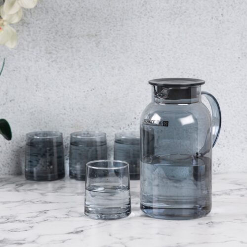 Royalford 5-Piece Water Jug and Cup Set- RF12210/ Includes 1800 ml Carafe and 4 260 ml Glasses/ with Lid, Pouring Spout, for Iced Tea, Juice, Milk, Coffee, Lemonade, Hot and Cold/ Food-Grade and Freezer Safe/ Clear - Image 5