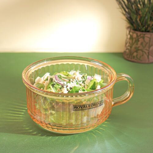 Royalford Glass Bowl with Lid-RF12213/ Sodalime Pot with Side Handle, Mug Design, Perfect for Preparing and Serving Cold and Hot Food, Pasta, Noodles, Cereals, Smoothies, etc./ Clear - Image 5