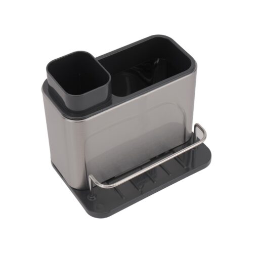 Royalford Sink Caddy- RF12242| Versatile Refillable Dispenser for Liquid Soap, Innovative Design with Sponge, Scrubber Holder| Effortless Dispensing, Perfect For Kitchen Use| Silver and black - Image 2