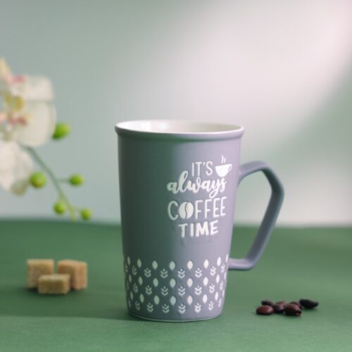 Royalford 414 ml (14 oz) New Bone Mug- RF12285/ Perfect for Hot and Cold Drinks/ Food-Grade, Non-Toxic and Safe to Use/ Stylish, Durable and Long-Lasting Design, It’s Always Coffee Time Quote Printed, Suitable for Gifting/ Grey - Image 4