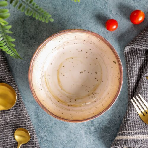 Royalford 6.4″ Fine Stone Melamineware Serving Bowl- RF12380/White Bowl with Elegant Brown Print, Non-Toxic and Hygienic/ Food-Grade Material, Dishwasher Safe/ Perfect for Serving Appetizer, Snack, Dessert, Sushi, Salad, Pasta, Fish, Rice, etc. - Image 6