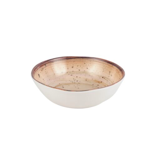Royalford 6.4″ Fine Stone Melamineware Serving Bowl- RF12380/White Bowl with Elegant Brown Print, Non-Toxic and Hygienic/ Food-Grade Material, Dishwasher Safe/ Perfect for Serving Appetizer, Snack, Dessert, Sushi, Salad, Pasta, Fish, Rice, etc.