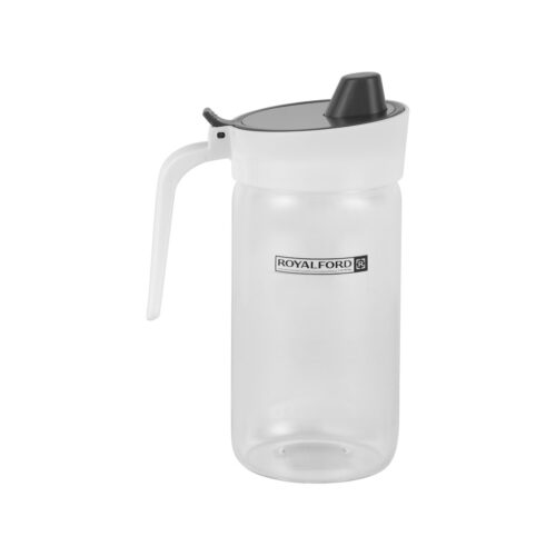 Royalford 600 ml Glass Oil Jar- RF12419/ Transparent Dispenser, Perfect for Dispensing Oil, Vinegar, Olive Oil, Spices, Etc./ with PP Lid and Convenient Pouring Spout, Handle/ Clear