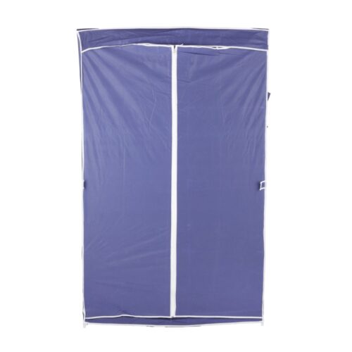 Royalford Wardrobe with Racks- RF12428/ Fabric Cabinet with Zipper Closure, Strong Metal Rods, Easy to Assemble/ Multi-Purpose Storage for Clothes, Shirt, Dress, etc./ for Home, Bedroom, Hostel, Living Room/ Heavy-Duty, Rectangular Stand, Space-Saving Design/ Blue