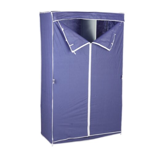 Royalford Wardrobe with Racks- RF12428/ Fabric Cabinet with Zipper Closure, Strong Metal Rods, Easy to Assemble/ Multi-Purpose Storage for Clothes, Shirt, Dress, etc./ for Home, Bedroom, Hostel, Living Room/ Heavy-Duty, Rectangular Stand, Space-Saving Design/ Blue - Image 2