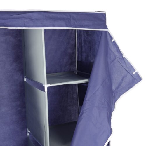 Royalford Wardrobe with Racks- RF12428/ Fabric Cabinet with Zipper Closure, Strong Metal Rods, Easy to Assemble/ Multi-Purpose Storage for Clothes, Shirt, Dress, etc./ for Home, Bedroom, Hostel, Living Room/ Heavy-Duty, Rectangular Stand, Space-Saving Design/ Blue - Image 3