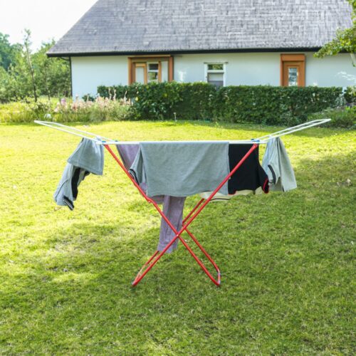 Royalford Cloth Dryer- RF12431/ Large Drying Space, Rustproof Iron Wire and Frame, Foldable, Sturdy, Sleek, Compact and Heavy Storage/ Perfect for Home, Apartments, Hostels, Etc. / White and red - Image 4